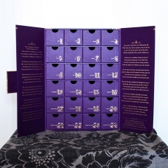 Пользовательский пурпурный календарь с календарем прихода с 24 ящиками