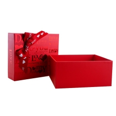 Custom I Love You Red Tamping Lid-off Жесткая бумажная подарочная коробка с ленточным бантом