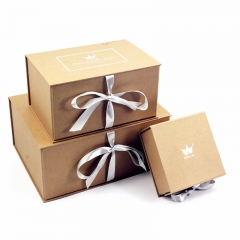 Подарочная коробка с логотипом Kraft Foldable под заказ с лентой